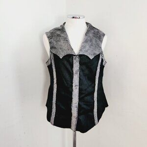 Flair Faux Suede Faux Fur Trim Vest Women's Size Medium‎